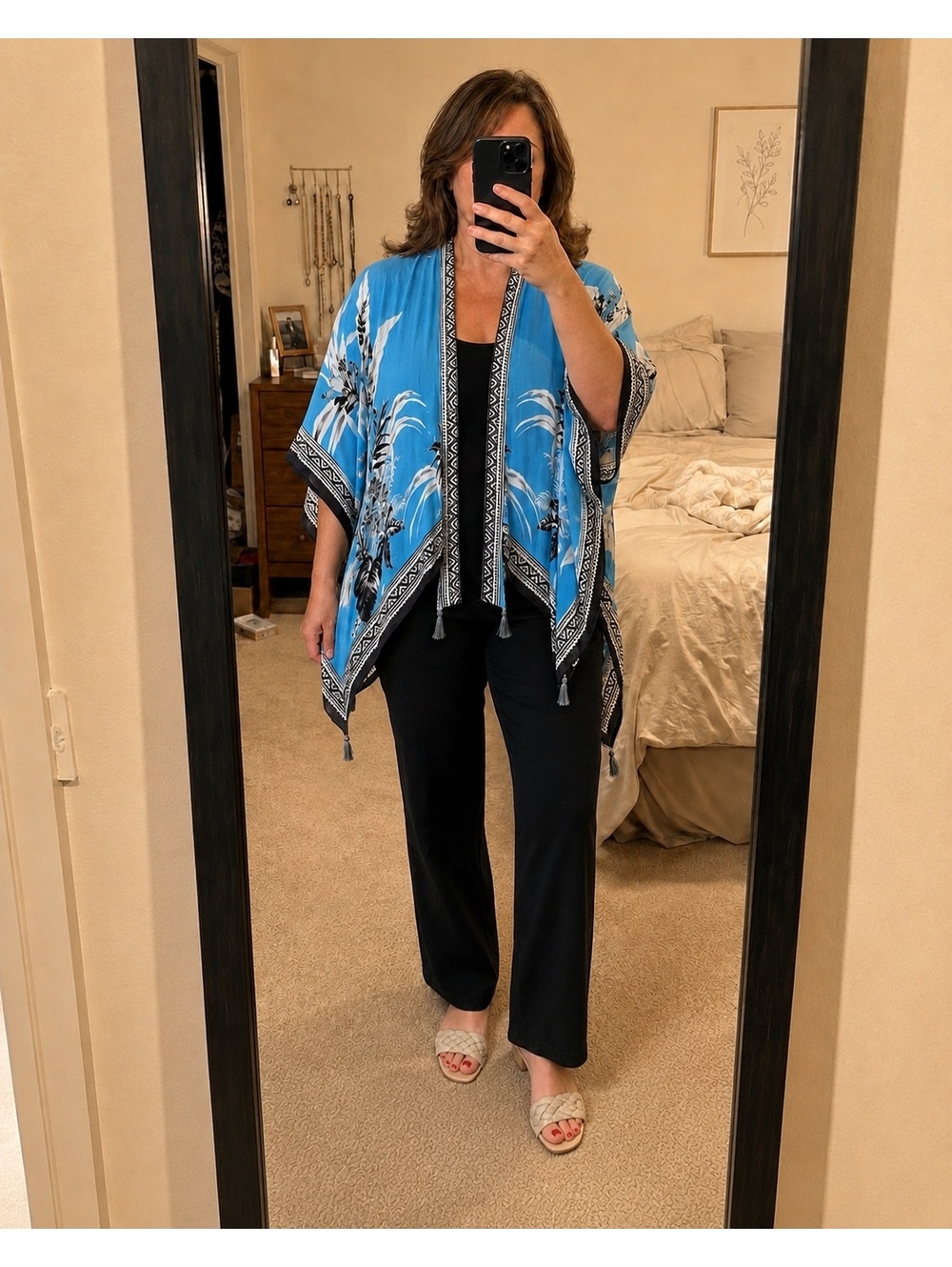 Vince Camuto Blue Tropical Kimono Cover Up